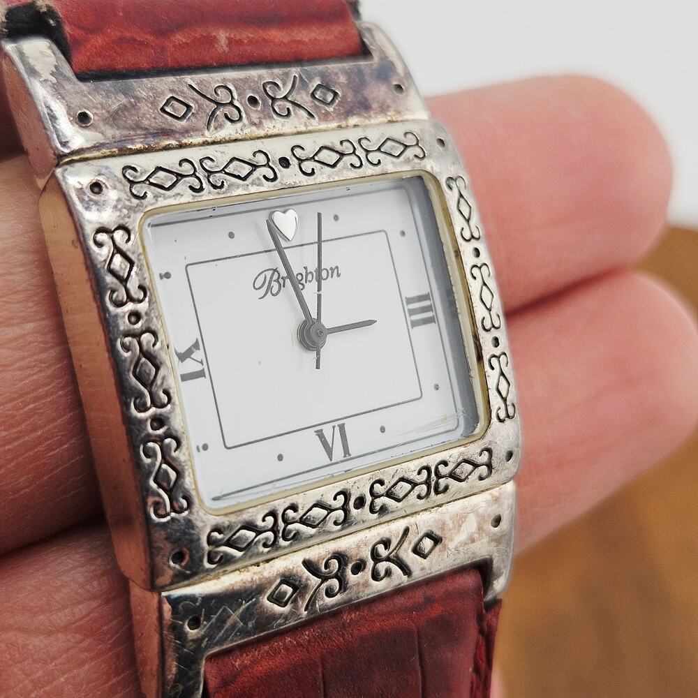 Brighton Plymouth Artsy Square Dial Watch Brown Leather Brand Bohemian Western - Picture 3 of 7